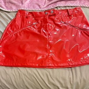 Rue21 Red Patent Mini Skirt with Front Zips